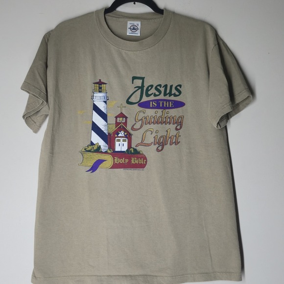 Vintage Jesus is The Guiding Light Christian Tee Size M God Holy Bible - Picture 1 of 5